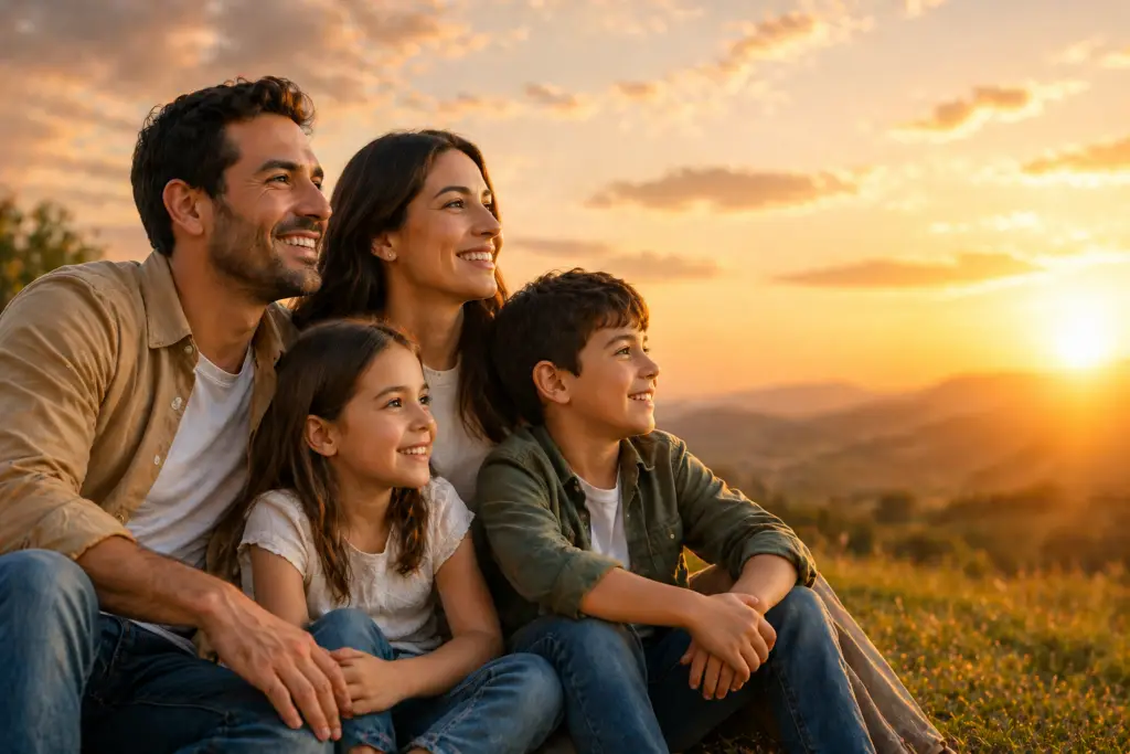 Familia mexicana protegida y feliz por un seguro de vida de DCO Seguros en Querétaro.